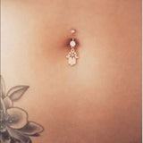 Hamsa Amulet Belly Bar with Rose Gold Plating - Dangling Belly Ring. Navel Rings Australia.