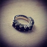 TummyToys® Solid 925 Silver Huggy with Black Diamante - TummyToys® Patented Clasp. Navel Rings Australia.