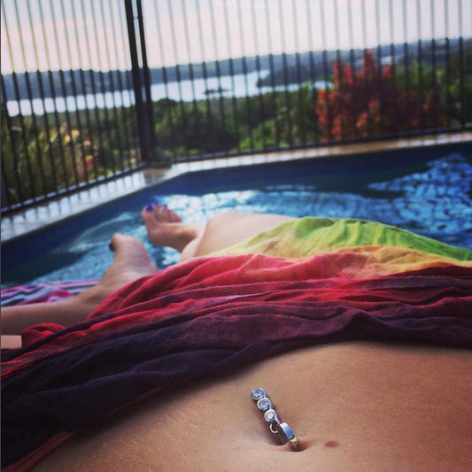 TummyToys® Steel Cubic Zirconia Drop Sleeper - TummyToys® Patented Clasp. Navel Rings Australia.