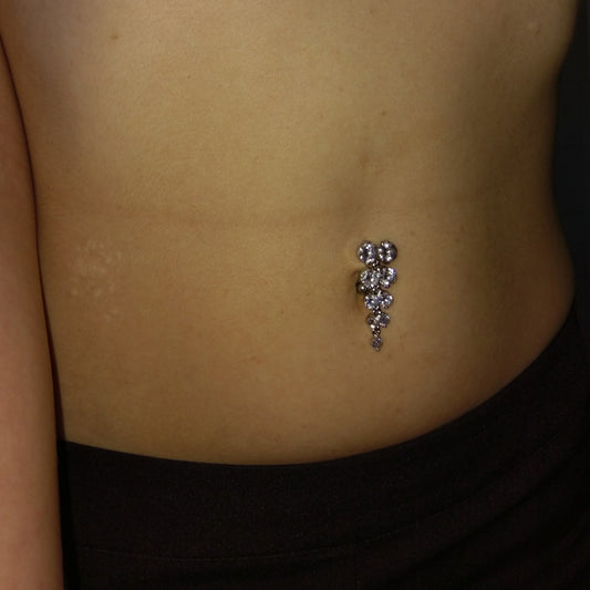Top Down Grape Vine Navel Bar - Reverse Top Down Belly Ring. Navel Rings Australia.