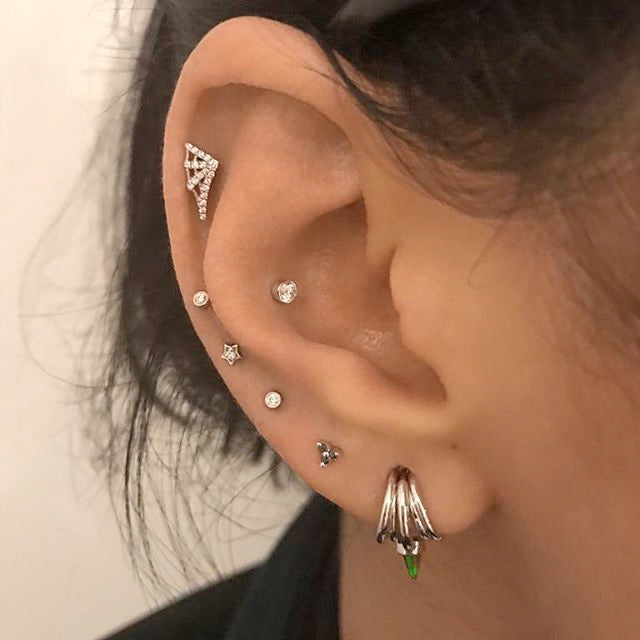 Authentic Diamond Web Earring by Maria Tash in 14K Rose Gold. Flat Stud. - Earring. Navel Rings Australia.