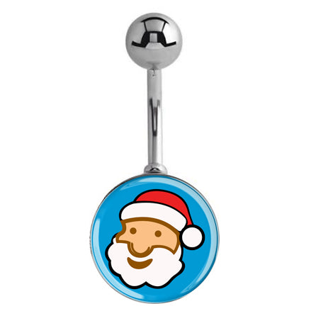 Moonlit Santa Christmas Belly Bar - Basic Curved Barbell. Navel Rings Australia.