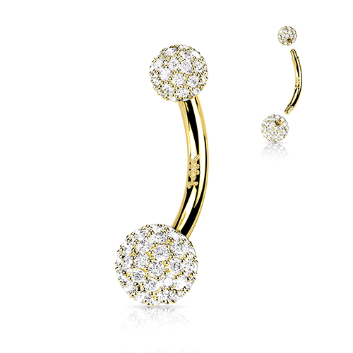 Motley Paved Belly Ring in 14K Yellow Gold