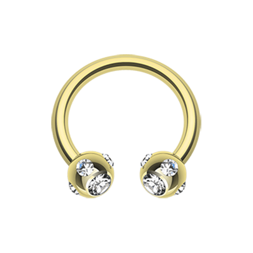 Royale 7 Gem Circular Barbell Body Jewellery with Gold Plating