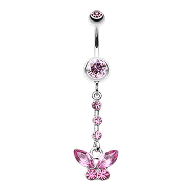 Butterfly Chain Belly Dangle - Dangling Belly Ring. Navel Rings Australia.