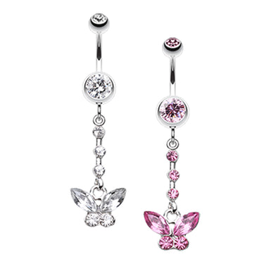 Butterfly Chain Belly Dangle - Dangling Belly Ring. Navel Rings Australia.