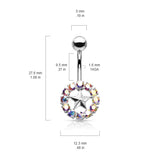 Kaleidoscope Star Navel Jewellery with Rose Gold Plating - Fixed (non-dangle) Belly Bar. Navel Rings Australia.