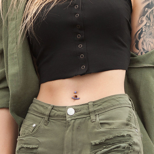 Opal Curve Internally Threaded Belly Bar - Basic Curved Barbell. Navel Rings Australia.
