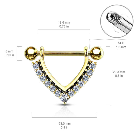 Midnight Jewels Nipple Barbell with Gold Plating - Nipple Ring. Navel Rings Australia.