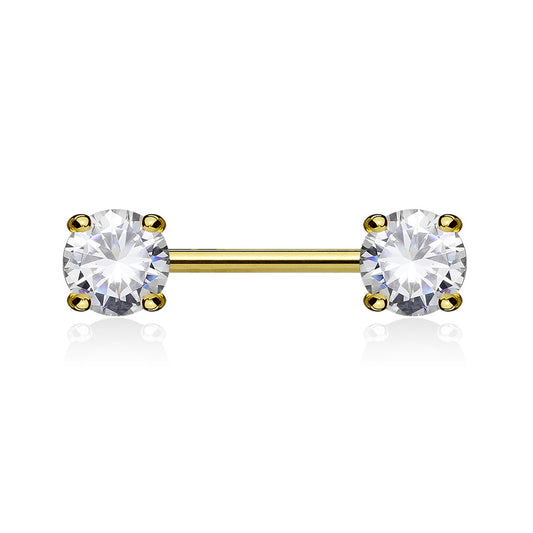 Classic Prong Celeste Nipple Ring with Gold Plating - Nipple Ring. Navel Rings Australia.