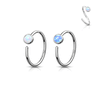 Opal Hoop Nose Ring in 14K White Gold