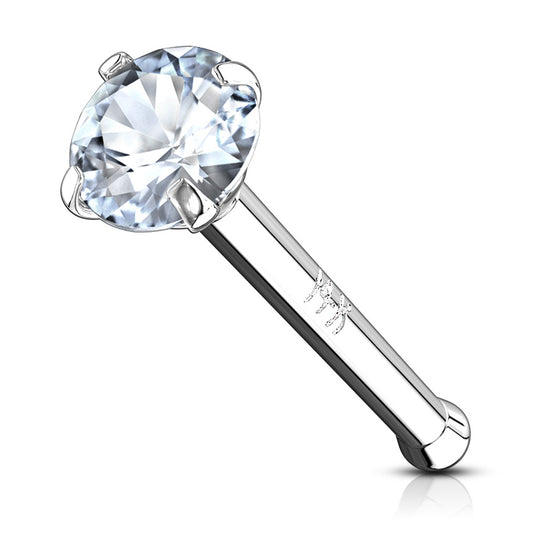 Gem Nose Stud in 14K White Gold - Nostril. Navel Rings Australia.
