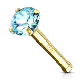Gem Nose Stud in 14K Yellow Gold - Nostril. Navel Rings Australia.