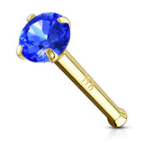 Gem Nose Stud in 14K Yellow Gold - Nostril. Navel Rings Australia.