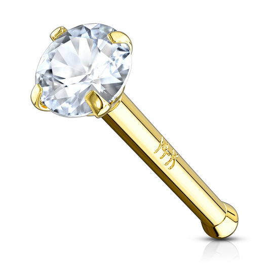 Gem Nose Stud in 14K Yellow Gold - Nostril. Navel Rings Australia.