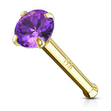Gem Nose Stud in 14K Yellow Gold - Nostril. Navel Rings Australia.