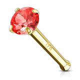 Gem Nose Stud in 14K Yellow Gold - Nostril. Navel Rings Australia.