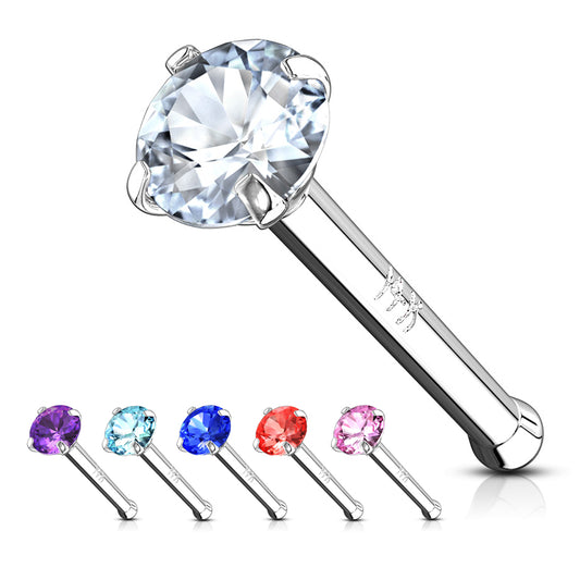 Gem Nose Stud in 14K White Gold - Nostril. Navel Rings Australia.