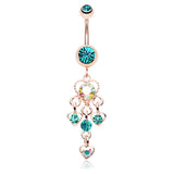 Lamellah Sensual Heart Belly Bar - Dangling Belly Ring. Navel Rings Australia.