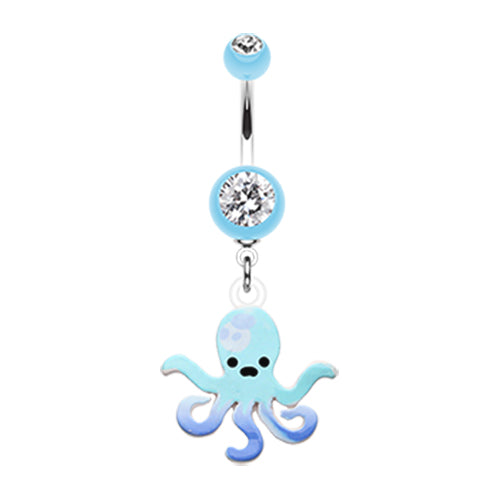 Blue Lagoon Octopus Navel Ring - Dangling Belly Ring. Navel Rings Australia.