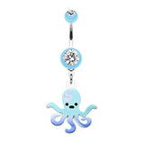Blue Lagoon Octopus Navel Ring - Dangling Belly Ring. Navel Rings Australia.