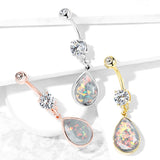 The Opálio Rock Drop Belly Ring with Rose Gold Plating - Dangling Belly Ring. Navel Rings Australia.