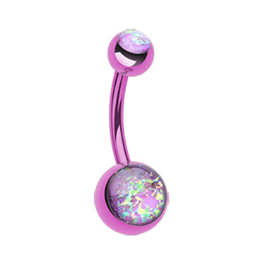 Opal Gleam Metallics Classique Belly Bar - Basic Curved Barbell. Navel Rings Australia.