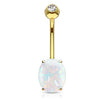 Classic Opal Belly Ring in 14K Yellow Gold