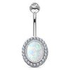 Deluxe Opal Belly Ring in 14K White Gold