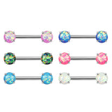 Classic Opal Prong Nipple Barbell Ring - Nipple Ring. Navel Rings Australia.