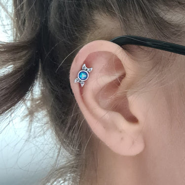 Opal Mystic Moon Mirror Earring. Tragus or Cartilage Piercings. - Earring. Navel Rings Australia.