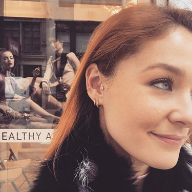 Opal Four Ball Trinity Earring by Maria Tash in 14K White Gold. Flat Stud. - Earring. Navel Rings Australia.