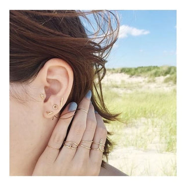 Opal Four Ball Trinity Earring by Maria Tash in 14K White Gold. Flat Stud. - Earring. Navel Rings Australia.