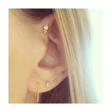 Opal Four Ball Trinity Earring by Maria Tash in 14K White Gold. Flat Stud. - Earring. Navel Rings Australia.