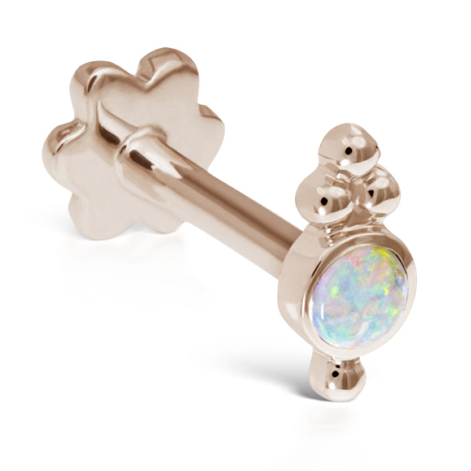 Opal Four Ball Trinity Earring by Maria Tash in 14K Rose Gold. Flat Stud. - Earring. Navel Rings Australia.