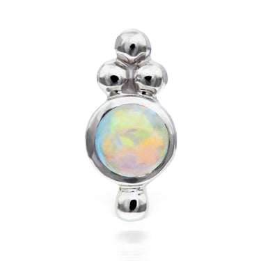 Opal Four Ball Trinity Earring by Maria Tash in 14K White Gold. Flat Stud. - Earring. Navel Rings Australia.