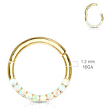 Opal Septum & Daith Segment Ring in 14K White Gold - Septum. Navel Rings Australia.