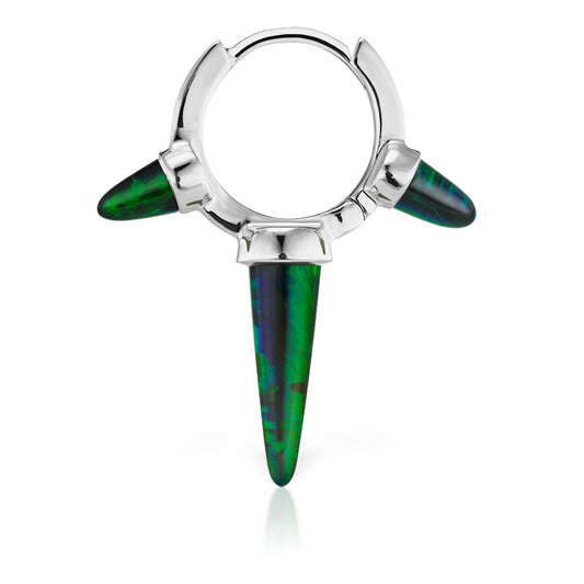 Triple Long Opal Spike Clicker Earring by Maria Tash in White Gold - Earring. Navel Rings Australia.