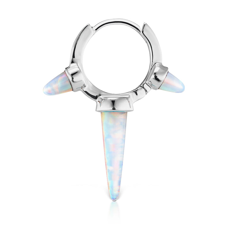 Triple Long Opal Spike Clicker Earring by Maria Tash in White Gold - Earring. Navel Rings Australia.