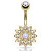 Petaled Opal Navel Ring with Gold Plating