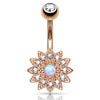 Petaled Opal Navel Ring with Rose Gold Plating
