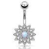 Jeweled Petal Opal Belly Button Ring