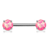 Classic Opal Prong Nipple Barbell Ring - Nipple Ring. Navel Rings Australia.