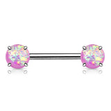 Classic Opal Prong Nipple Barbell Ring - Nipple Ring. Navel Rings Australia.