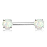 Classic Opal Prong Nipple Barbell Ring - Nipple Ring. Navel Rings Australia.