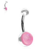 Opal Glitteresque Acrylic Belly Bars - Basic Curved Barbell. Navel Rings Australia.