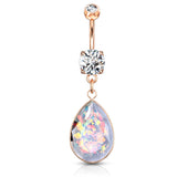 The Opálio Rock Drop Belly Ring with Rose Gold Plating - Dangling Belly Ring. Navel Rings Australia.