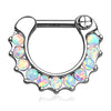 Opal Wave Pave Septum Clicker Hoop in 14K White Gold
