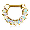 Opal Wave Pave Septum Clicker Hoop in 14K Yellow Gold