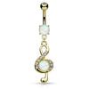 Opal Treble Clef Navel Ring with Gold Plating